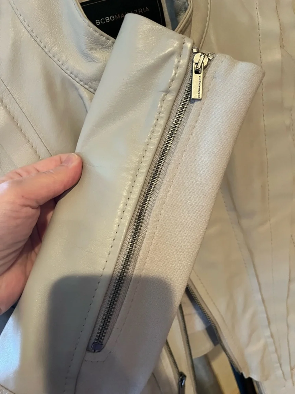 BCBGMaxAzria Cream Leather Jacket - Picture 5 of 5